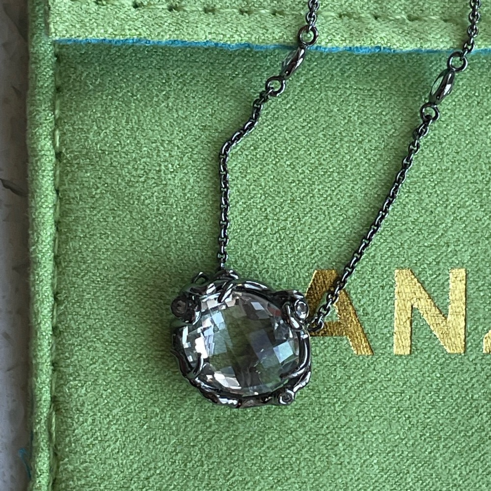 Anzie Noir Silver White Topaz and Sapphires Necklace